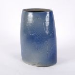 Jane Hamlyn (born 1940), a saltglaze stoneware vase of asymmetric ovoid form,