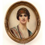 Early 20th Century French School/Portrait of a Bohemian Lady/head and shoulders,