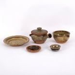 Richard Batterham (born 1936), an earthenware soup bowl and cover, partial ash glaze, 12cm high,