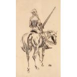 Attributed to Raoul Millais (1901-1999)/Don Quixote/signed with initials/black chalk,