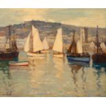 Leonard Richmond (1889-1965)/Boats at Penzance/signed/oil on canvas,