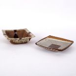 Janet Leach (1918-1997), a square stoneware bowl with painted cross motif,