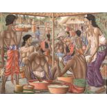 Dewa Putu Bedil (1921-1999)/Preparing the Feast/tempera on canvas, 94.