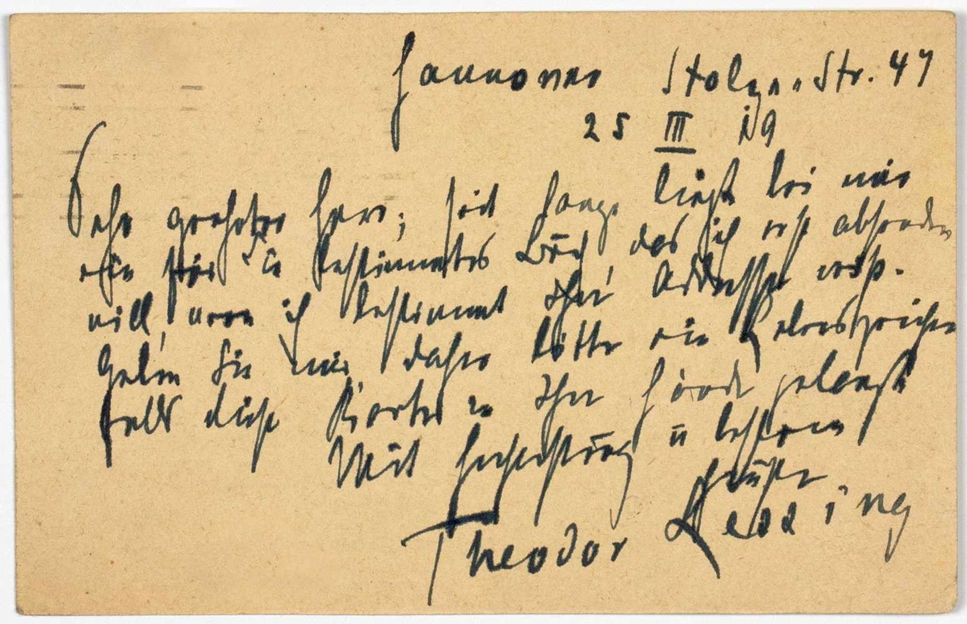 Egon Erwin Kisch. Eigenhändige Briefkarte mit Unterschrift. Wien, 13. XII. 1917. Eine Seite, - Bild 2 aus 2