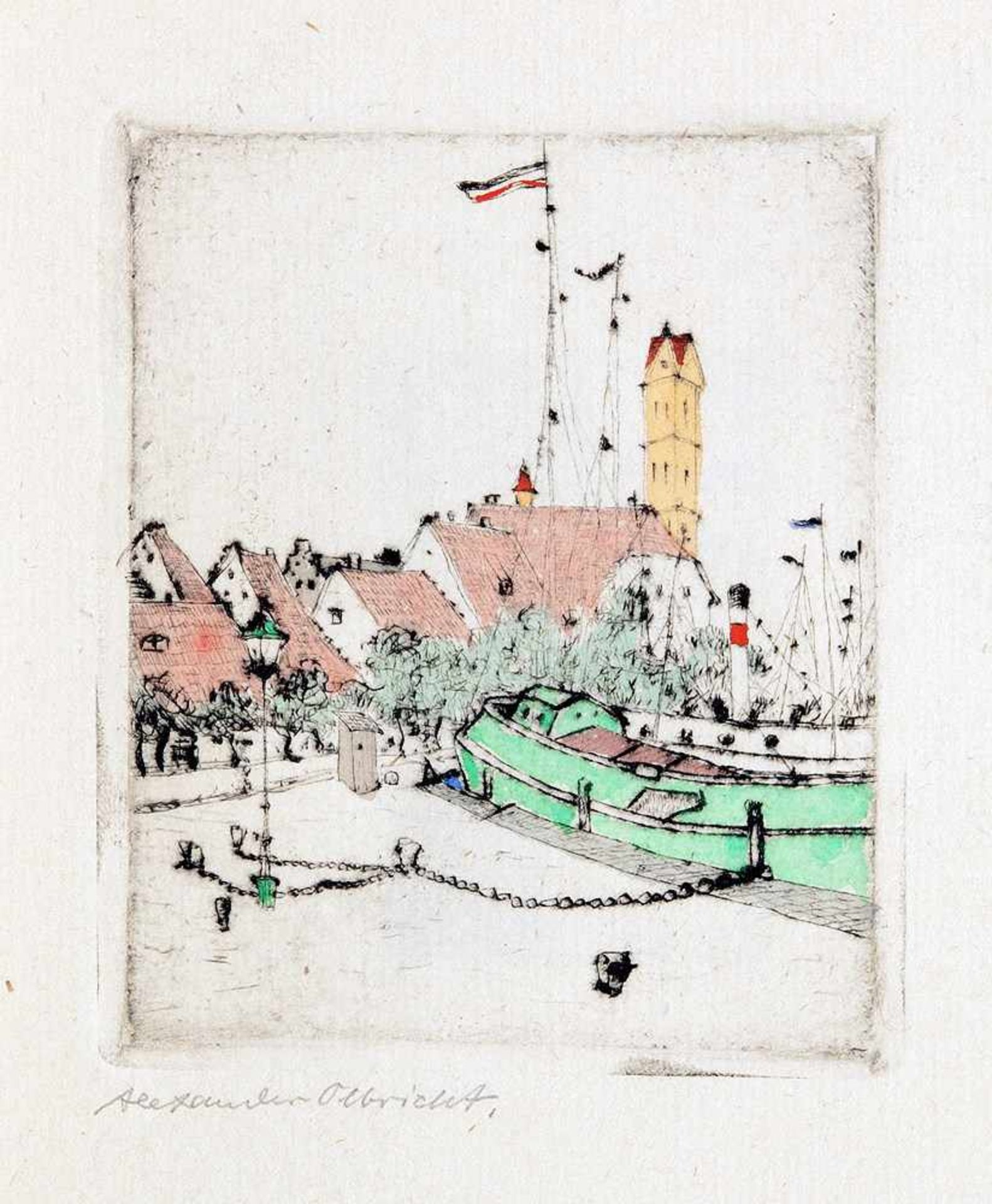 Alexander Olbricht. Dreissig Radierungen. Weimar, Reiher 1923. 30 Radierungen und eine - Bild 3 aus 6