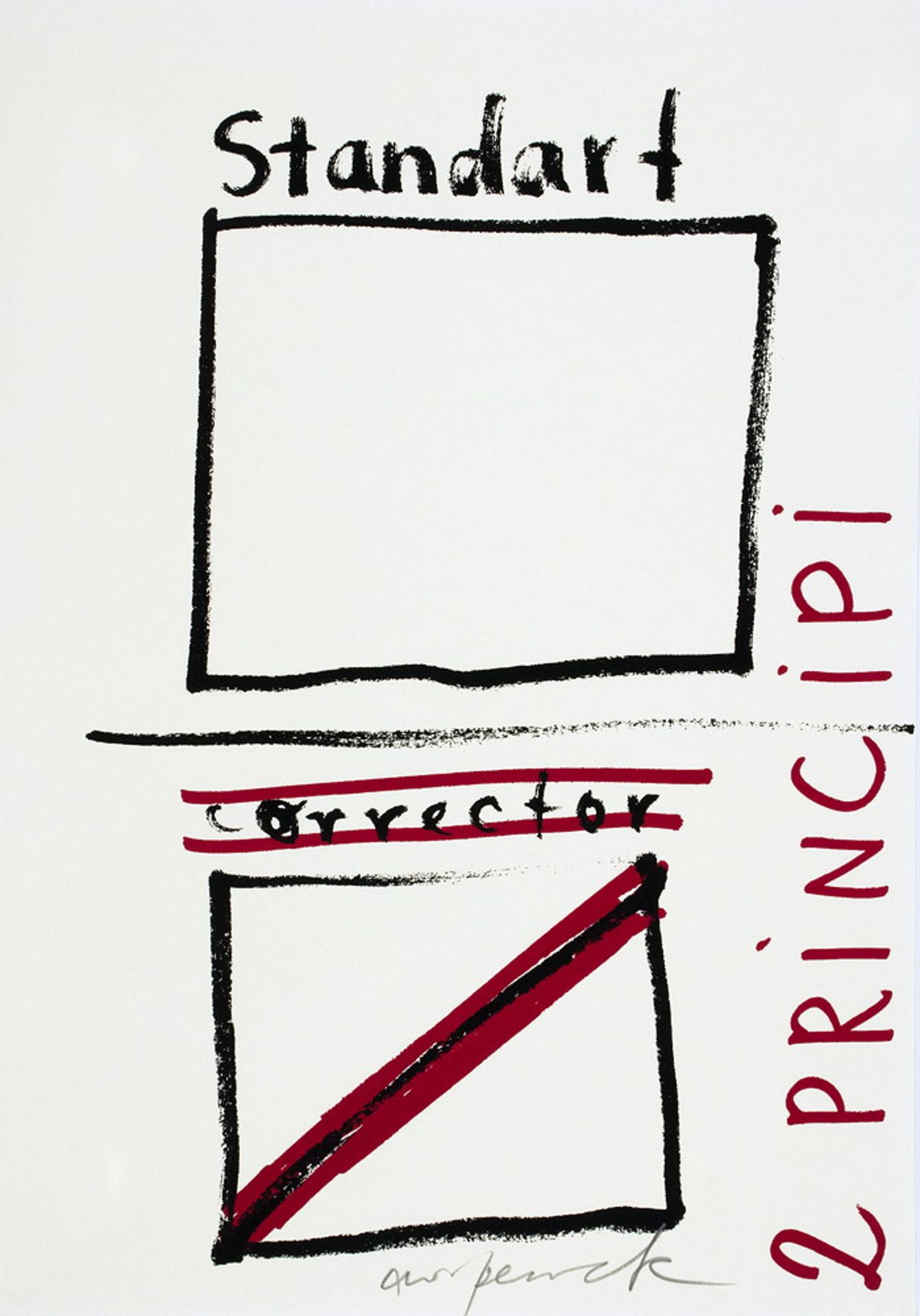 A. R. Penck. Princip und Corrector. Zehn Farbserigraphien. 1970/1992. 29,7 : 21,0 cm. Signiert. - Bild 2 aus 4