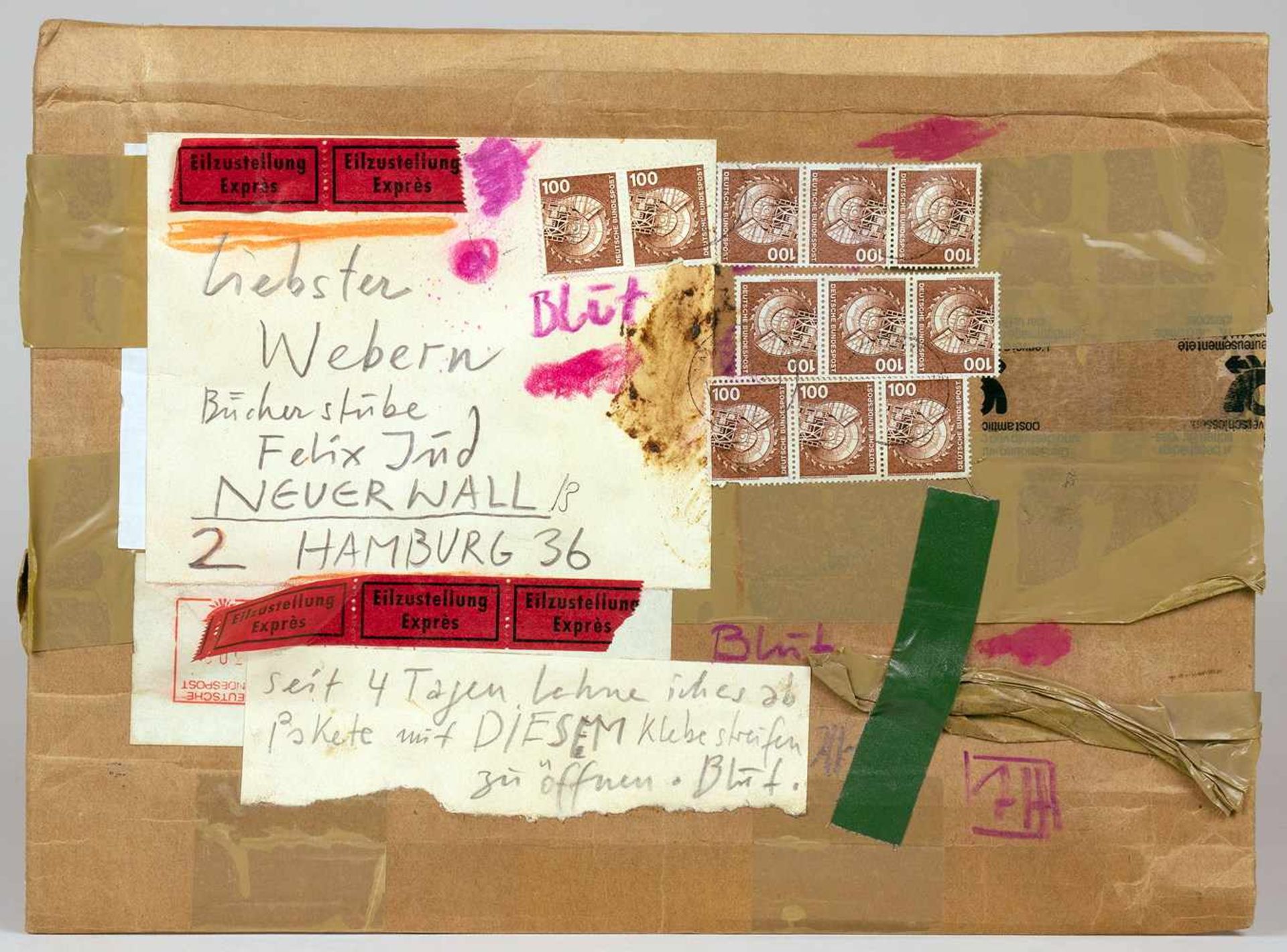 Horst Janssen. Liebster Webern. Collage. 1983. 23,5 : 31,5 cm. Signiert.