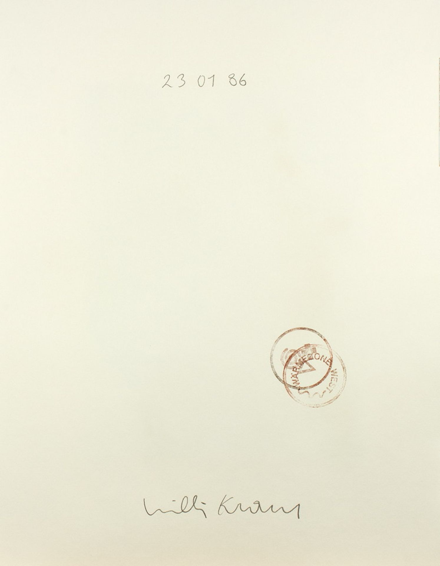 Willi Kraus. Ohne Titel. Zwölf Zeichnungen. 1986. 26,5 : 20,0 cm. Alle signiert, die erste - Bild 2 aus 2