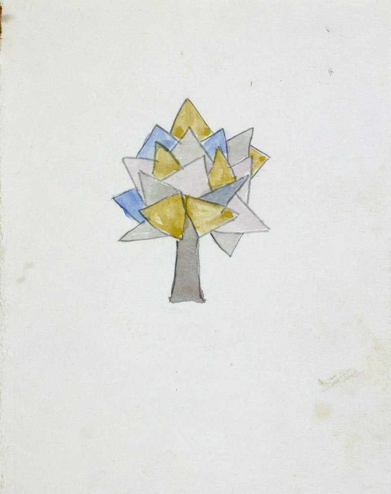 Hermann Hesse. Gedichttyposkript mit Aquarell. Doppelblatt, 14,3 : 10,5 cm. - Bild 2 aus 4