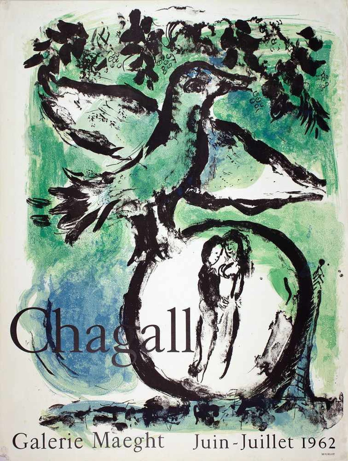 Marc Chagall. Liebespaar mit Pferd. Farbige Radierung. 1961. 23,8 : 16,9 cm (30 : 25 cm). - Image 2 of 3