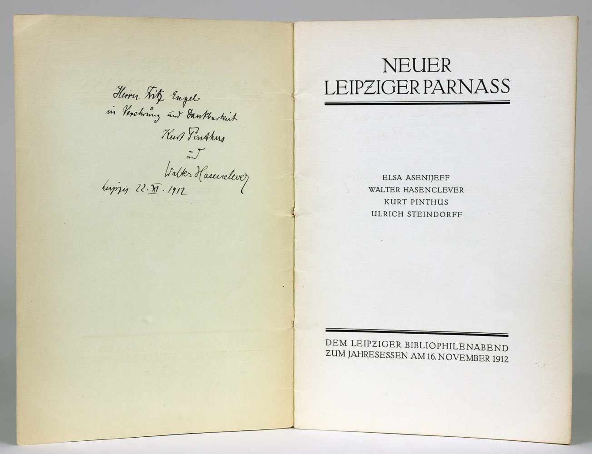 Neuer Leipziger Parnass. [Gedichte von] Elsa Asenijeff, Walter Hasenclever, Kurt Pinthus, Ulrich