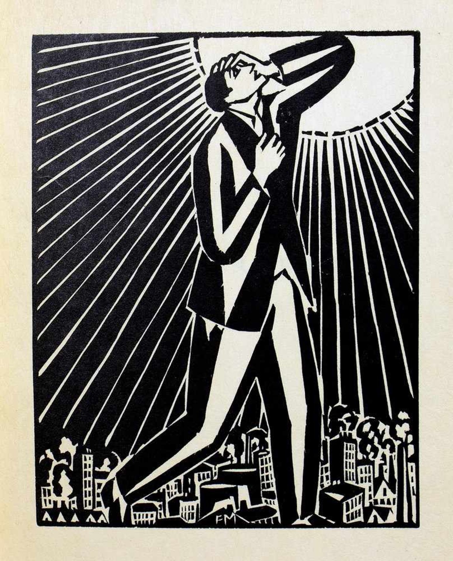 Frans Masereel. Die Sonne. 63 Holzschnitte. München, Kurt Wolff 1920. Mit 63 blattgroßen - Image 2 of 3