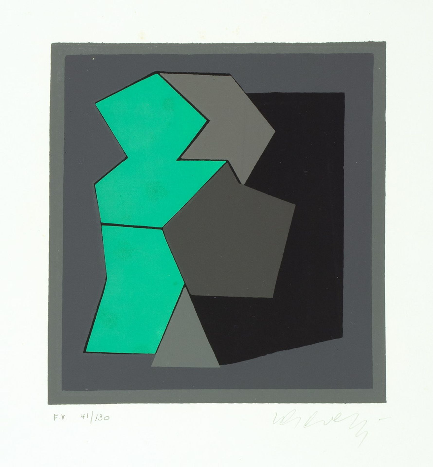 Victor Vasarely. Ohne Titel. Farbige Serigraphie. 17,2 : 16,0 cm (38,0 : 26,0 cm). Signiert und