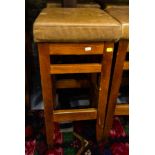 6 BROWN LEATHER TOP HIGH STOOLS