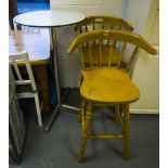 2 PINE HIGH STOOLS + TABLE