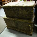 2 HEAVY BRASS BOUND STUDDED TRUNKS