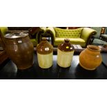 4 ASSORTED STONEWARE JARS