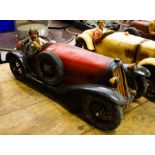 TIMBER MODEL RACING CAR "ALVIS CAR" 75CM LONG.