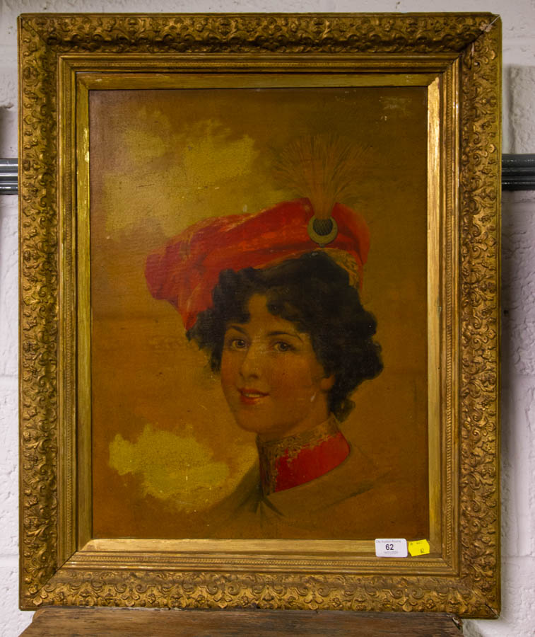 ORNATE FRAMED PAINTING OF LADY