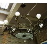 ANTIQUE WROUGHT IRON CENTRE LIGHT