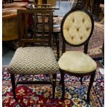 2 FORK BACK MAHOGANY CHAIRS + BUTTON BACK CHAIR