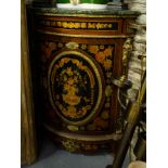 FRENCH BOW FRONT BRASS MOUNTED CORNER CABINET