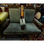 PAIR OF EDWARDIAN MAHOGANY GENTS CHAIRS