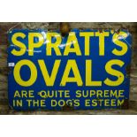 ORIGINAL OLD SPRATTS OVALS ENAMEL SIGN