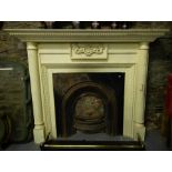 ANTIQUE CARVED FIREPLACE WITH INSERT