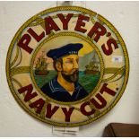 PLAYERS NAVY CUT HAND PAINTED METAL ROUND SIGN