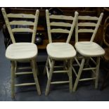 3 PAINTED HIGH CHAIRS