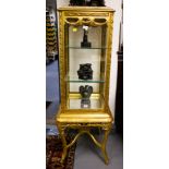 PAIR OF ORNATE GILT CENTRE DISPLAY CABINETS WITH MARBLE TOP - AS FOUND