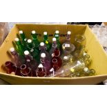 BOX OF GLASS WATER BOTTLES