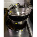 LOT OF STAINLESS STEEL STRAINERS + BUCKET + CAKE RINGS