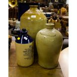 3 ENGLISH SPIRIT STONEWARE JARS - C.