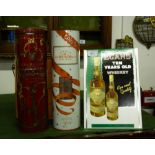 EGANS WHISKEY TIN SIGN + CHAMPAGNE TINS