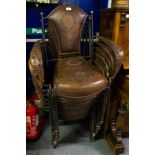 14 METAL & LEATHER ELBOW CHAIRS