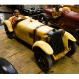 TIMBER MODEL RACING CAR "ALVIS CAR" 75CM LONG.