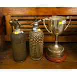 2 SYPHONS + SILVER PLATED CUP