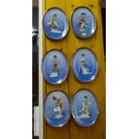 SET OF 6 OVAL JAPANESE WALL PLATES