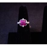 PAVE RUBY RING. TOTAL RUBY 1.35CT, TOTAL DIAMOND .