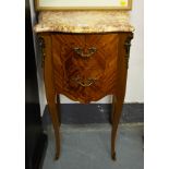 PAIR OF FRENCH MARBLE TOP BEDSIDE CABINETS