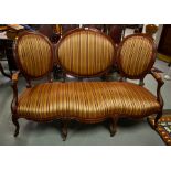 MAHOGANY FRAME OVAL BACK SETTEE