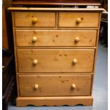 2 OVER 3 DRAWER PINE CHEST OF DRAWERS