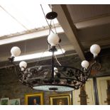 ANTIQUE WROUGHT IRON CENTRE LIGHT