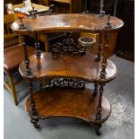 3 TIER VICTORIAN WALNUT SHAPED WHATNOT AF