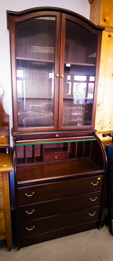 CYLINDER TOP BUREAU BOOKCASE