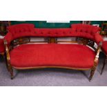 EDWARDIAN INLAID MAHOG SHAPED BACK SETTEE