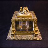 BRONZE + SILVER GILT INKWELL