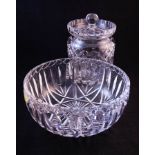 WATERFORD CRYSTAL BISCUIT BARRELL + 9" BOWL